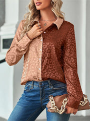 Women's Blouses Color Blocking Personality Loose Long Sleeve Blouse