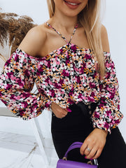 Women's Blouses Printed One-Shoulder Long Sleeve Blouse