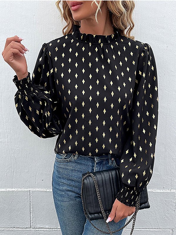 Women's Blouses Temperament Commuter Half High Collar Vintage  Blouse