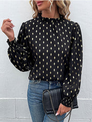 Women's Blouses Temperament Commuter Half High Collar Vintage  Blouse