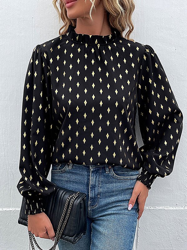 Women's Blouses Temperament Commuter Half High Collar Vintage  Blouse