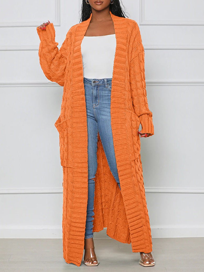 Women's Cardigans Loose Solid Pocket Long Sweater Cardigan