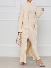Women's Cardigans Loose Solid Pocket Long Sweater Cardigan
