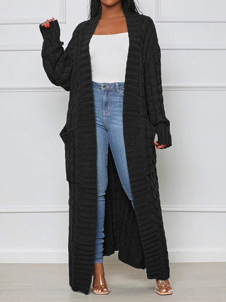 Women's Cardigans Loose Solid Pocket Long Sweater Cardigan