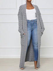 Women's Cardigans Loose Solid Pocket Long Sweater Cardigan