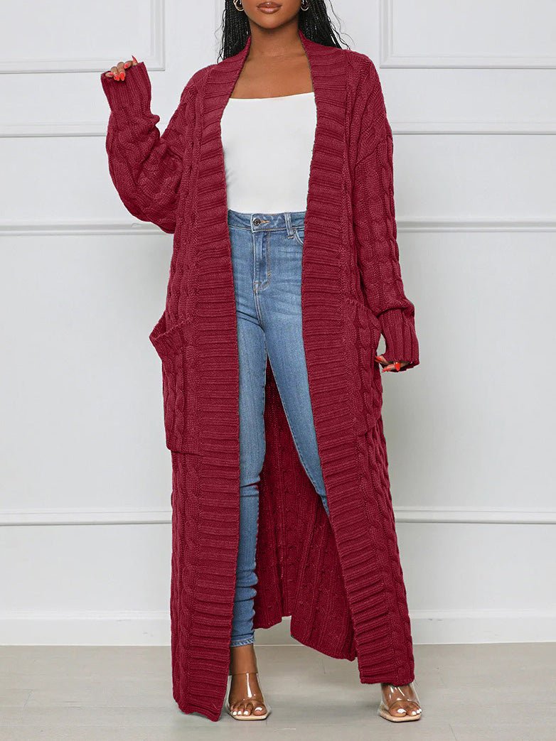 Women's Cardigans Loose Solid Pocket Long Sweater Cardigan