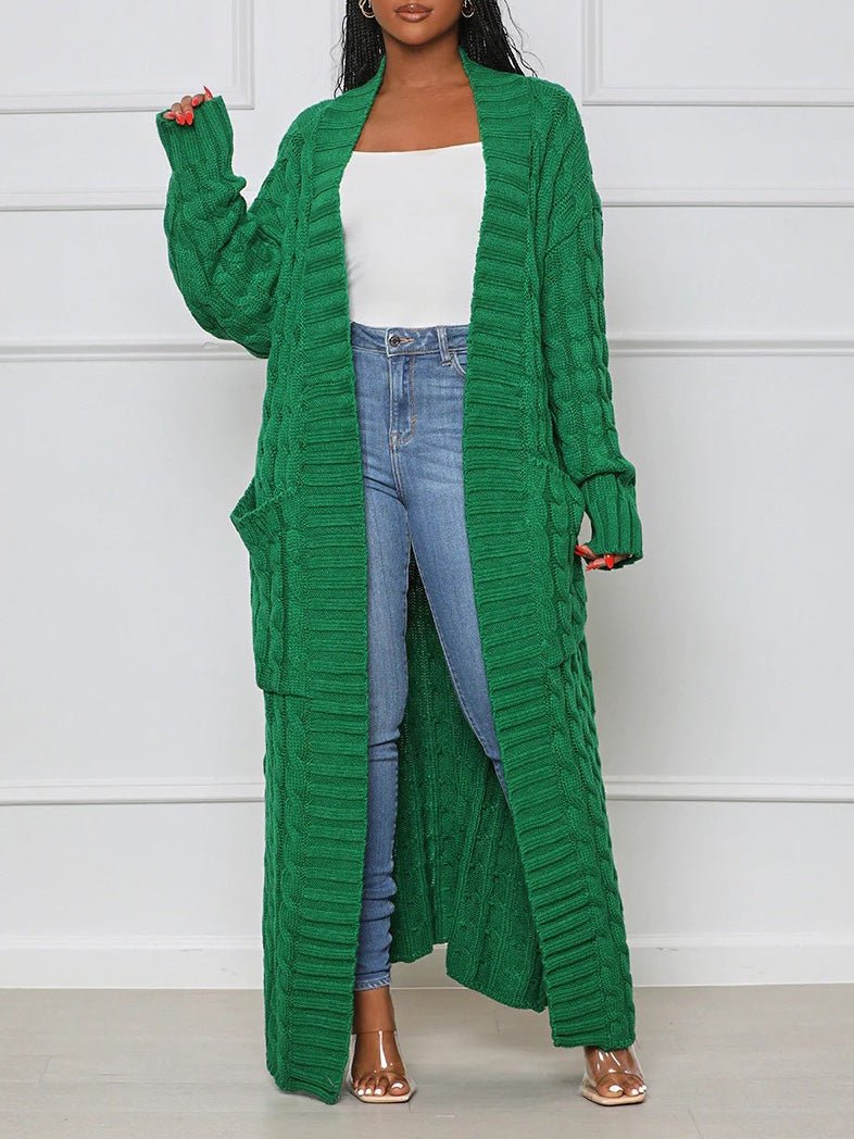 Women's Cardigans Loose Solid Pocket Long Sweater Cardigan