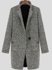 Women's Coats Houndstooth Slim Fit Wool Coat