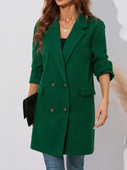 Women's Coats Lapel Fashion Solid Color Medium Long Coat
