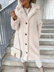 Women's Coats Lapel Single Breasted Long Sleeve Plush Long Coat