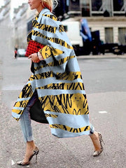 Women's Coats Loose Print Flared Sleeve Coat