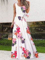 Women's Dresses Casual Print Belt Sleeveless Dress