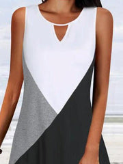 Women's Dresses Colorblock Hollow Sleeveless Casual Dress