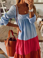 Women's Dresses Colorblock Long Sleeve Casual Maxi Dress