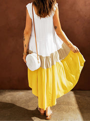 Women's Dresses Colorblock Square Neck Sleeveless Irregular Dress