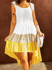 Women's Dresses Colorblock Square Neck Sleeveless Irregular Dress