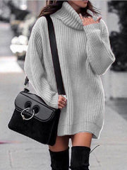 Women's Dresses Fashion High Neck Long Sleeve Sweater Dress