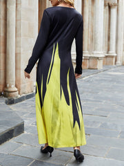 Women's Dresses Fashion Printed Chest Cross Long Sleeve Dress