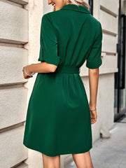 Women's Dresses Fashion Solid Color Lapel Half Sleeve Mini Dress