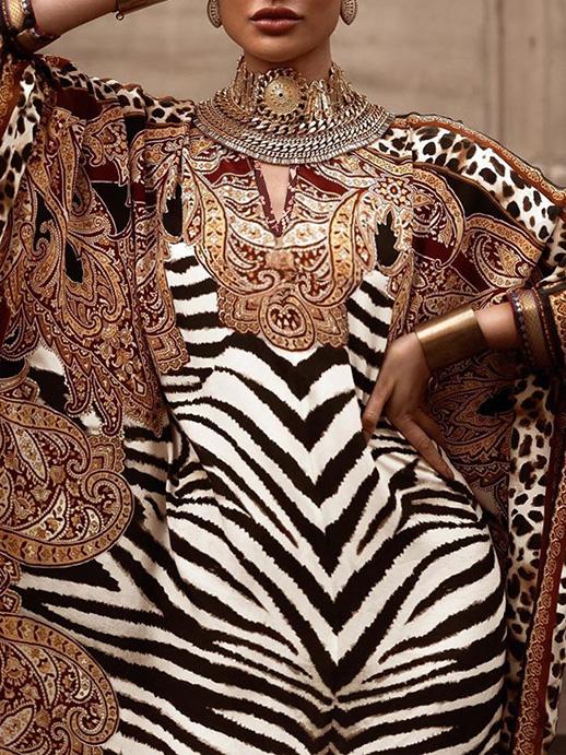 Women's Dresses Loose Printed Robe Long Sleeve Dress