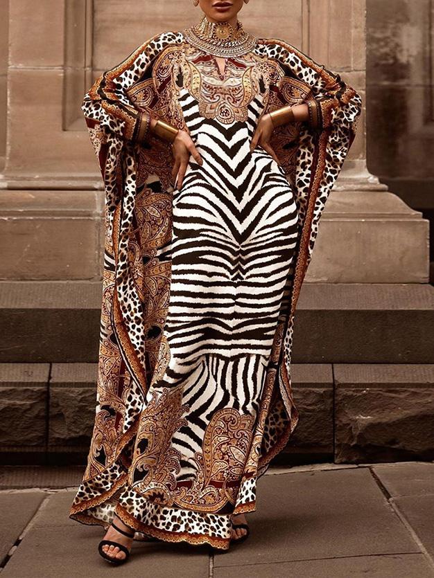 Women's Dresses Loose Printed Robe Long Sleeve Dress