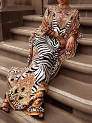 Women's Dresses Loose Printed Robe Long Sleeve Dress