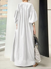 Women's Dresses Loose Solid Lantern Sleeve Swing Dress
