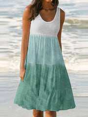 Women's Dresses Multicolor Print Crew Neck Sleeveless Dress