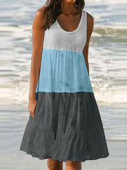 Women's Dresses Multicolor Print Crew Neck Sleeveless Dress