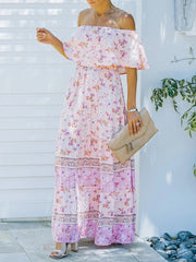 Women's Dresses One-Shoulder Print Lace-Up Swing Dress