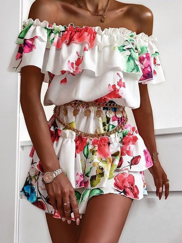 Women's Dresses One-Shoulder Printed Metal Mini Dress
