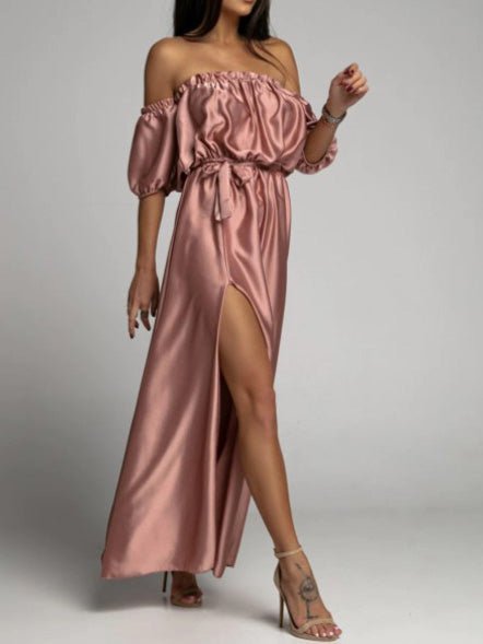 Women's Dresses One-Shoulder Short Sleeve Slit Dress
