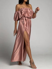 Women's Dresses One-Shoulder Short Sleeve Slit Dress