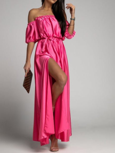 Women's Dresses One-Shoulder Short Sleeve Slit Dress