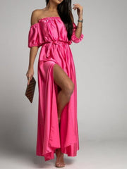 Women's Dresses One-Shoulder Short Sleeve Slit Dress