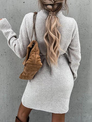 Women's Dresses V-Neck Knitted Slim Belt Long Sleeve Dress
