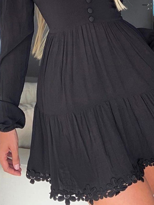 Women's Dresses V-Neck Lace Long Sleeve Dress