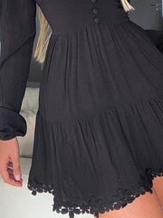 Women's Dresses V-Neck Lace Long Sleeve Dress