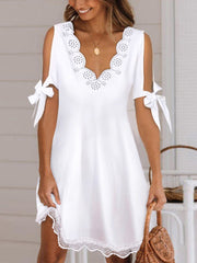 Women's Dresses V-Neck Lace Off Shoulder Mini Dress