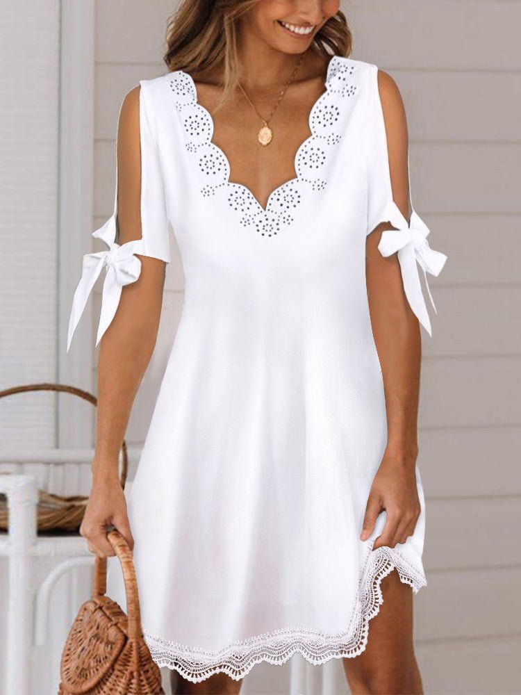Women's Dresses V-Neck Lace Off Shoulder Mini Dress
