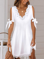 Women's Dresses V-Neck Lace Off Shoulder Mini Dress