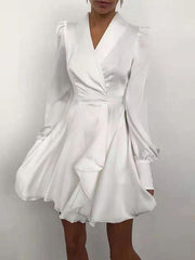 Women's Dresses V-Neck Lantern Long Sleeve Dress