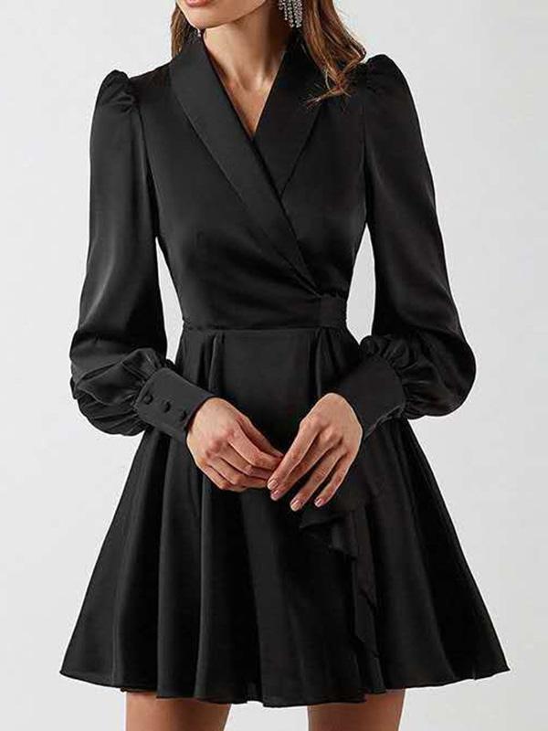 Women's Dresses V-Neck Lantern Long Sleeve Dress
