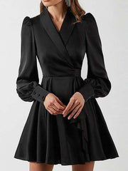 Women's Dresses V-Neck Lantern Long Sleeve Dress