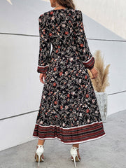 Women's Dresses V-Neck Puff Sleeves Slit Boho Midi Dress