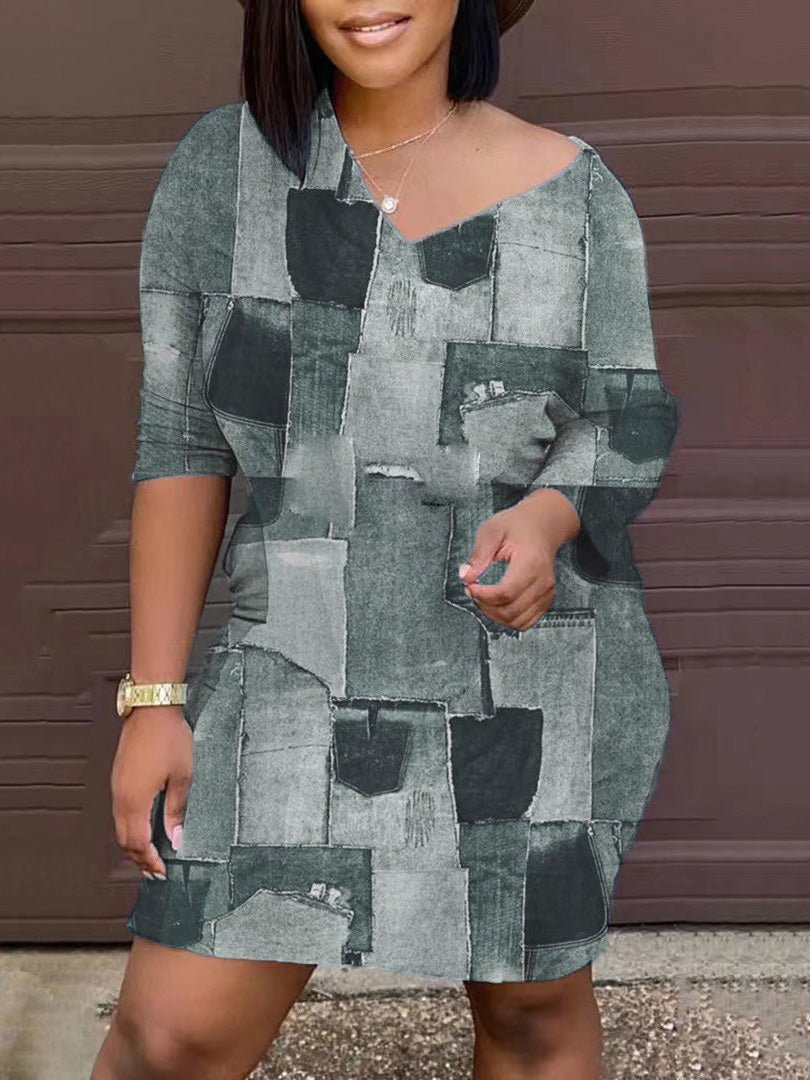 Women's Dresses Vintage Print Long Sleeve Dress