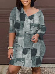 Women's Dresses Vintage Print Long Sleeve Dress