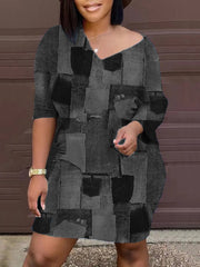 Women's Dresses Vintage Print Long Sleeve Dress