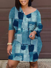 Women's Dresses Vintage Print Long Sleeve Dress