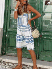 Women's Dresses Vintage Print Sleeveless Casual Dress
